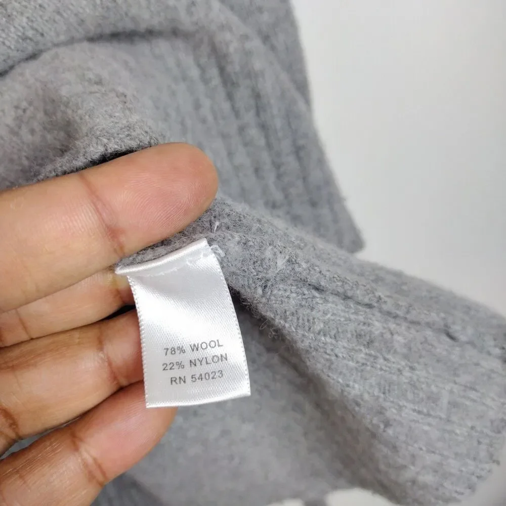 Banana Republic Italian Yard Wool Blend 1/4 Zip Sweater Mens Size L Grey Striped